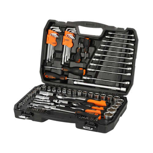 Zestaw kluczy nasadowych 1/2" 1/4" CrV 138 el. Neo Tools - 10-208 - NEO Tools - 1