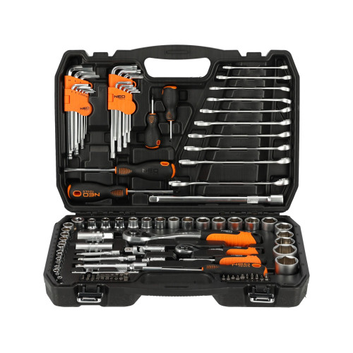 Zestaw kluczy nasadowych 1/2" 1/4" CrV 138 el. Neo Tools - 10-208 - NEO Tools - 1 2