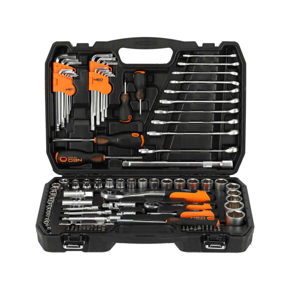 Zestaw kluczy nasadowych 1/2" 1/4" CrV 138 el. Neo Tools - 10-208 - NEO Tools - 2