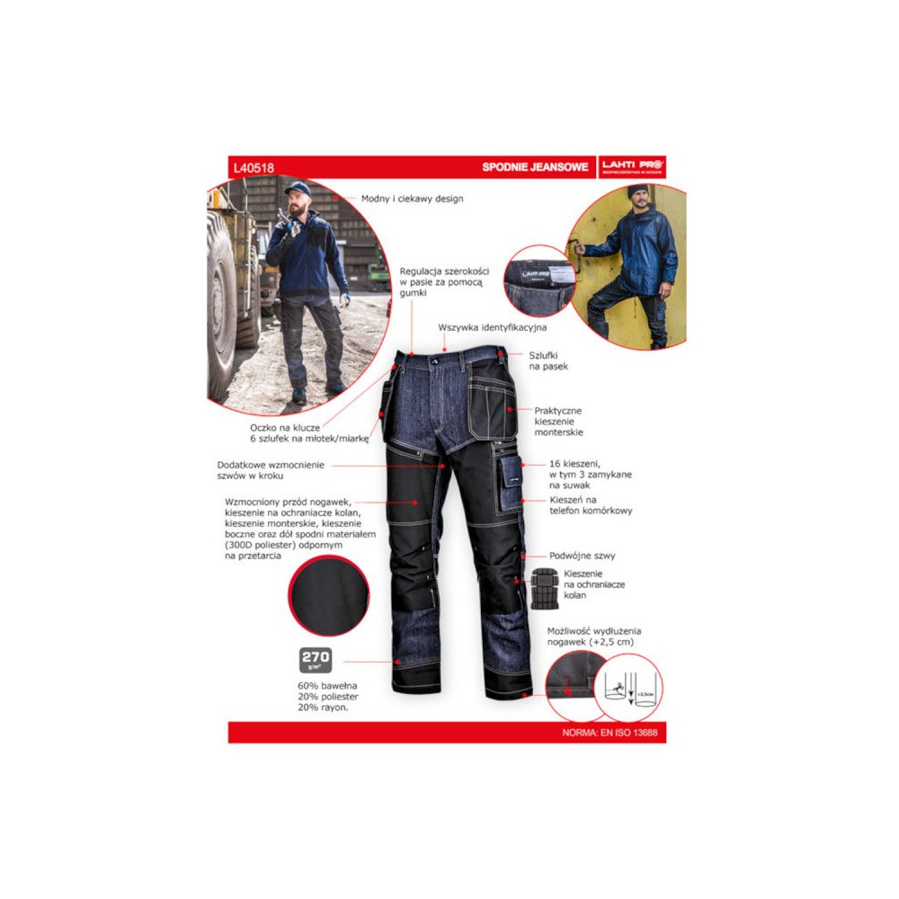 Spodnie robocze jeansowe Lahti Pro - L40518 - Lahti Pro - 10