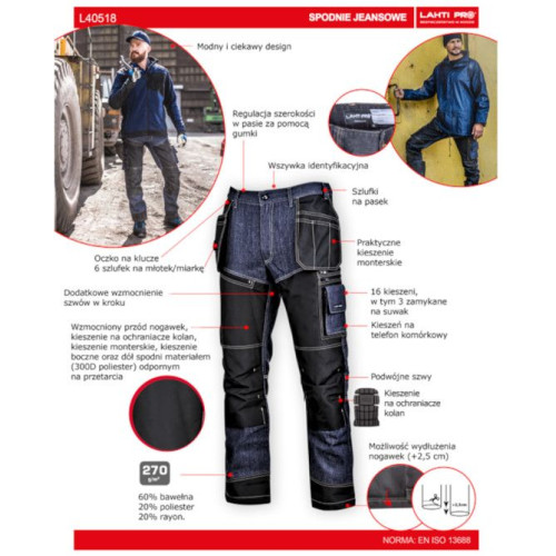 Spodnie robocze jeansowe Lahti Pro - L40518 - Lahti Pro - 10