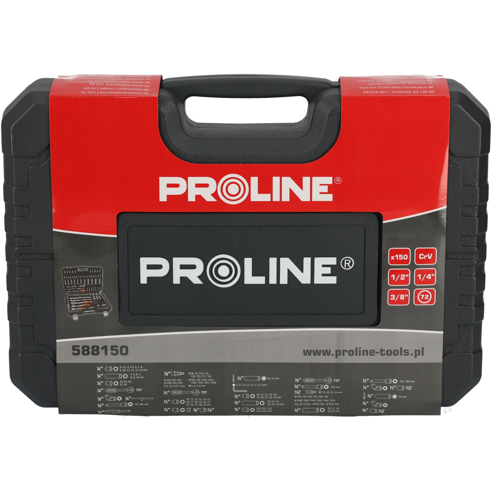 Zestaw kluczy nasadowych 1/4" 1/2" 3/8" 150 el. Proline - 588150 - Proline - 10