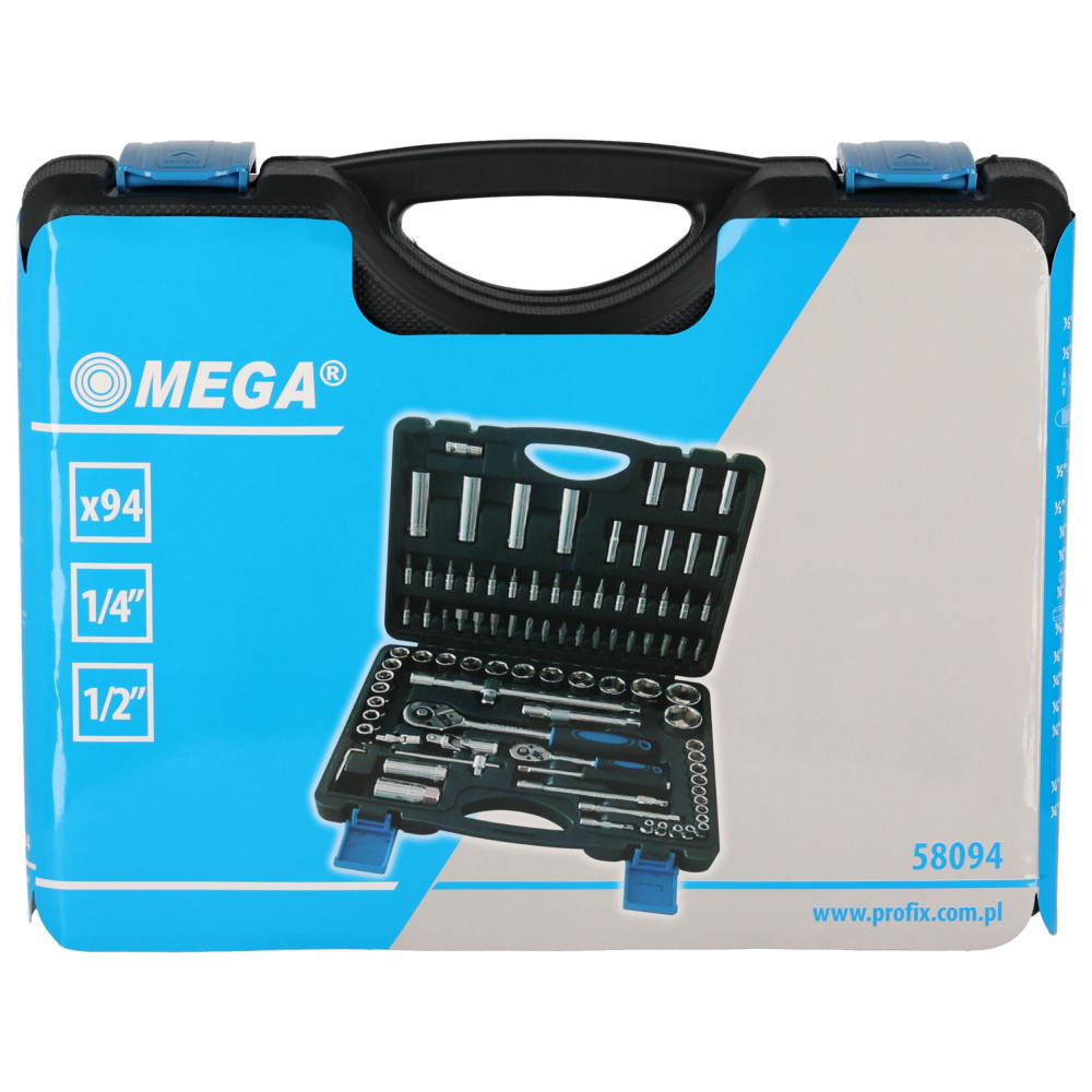 Zestaw kluczy nasadowych 1/4" 1/2"  94 el. Mega - 58094 - Mega - 10