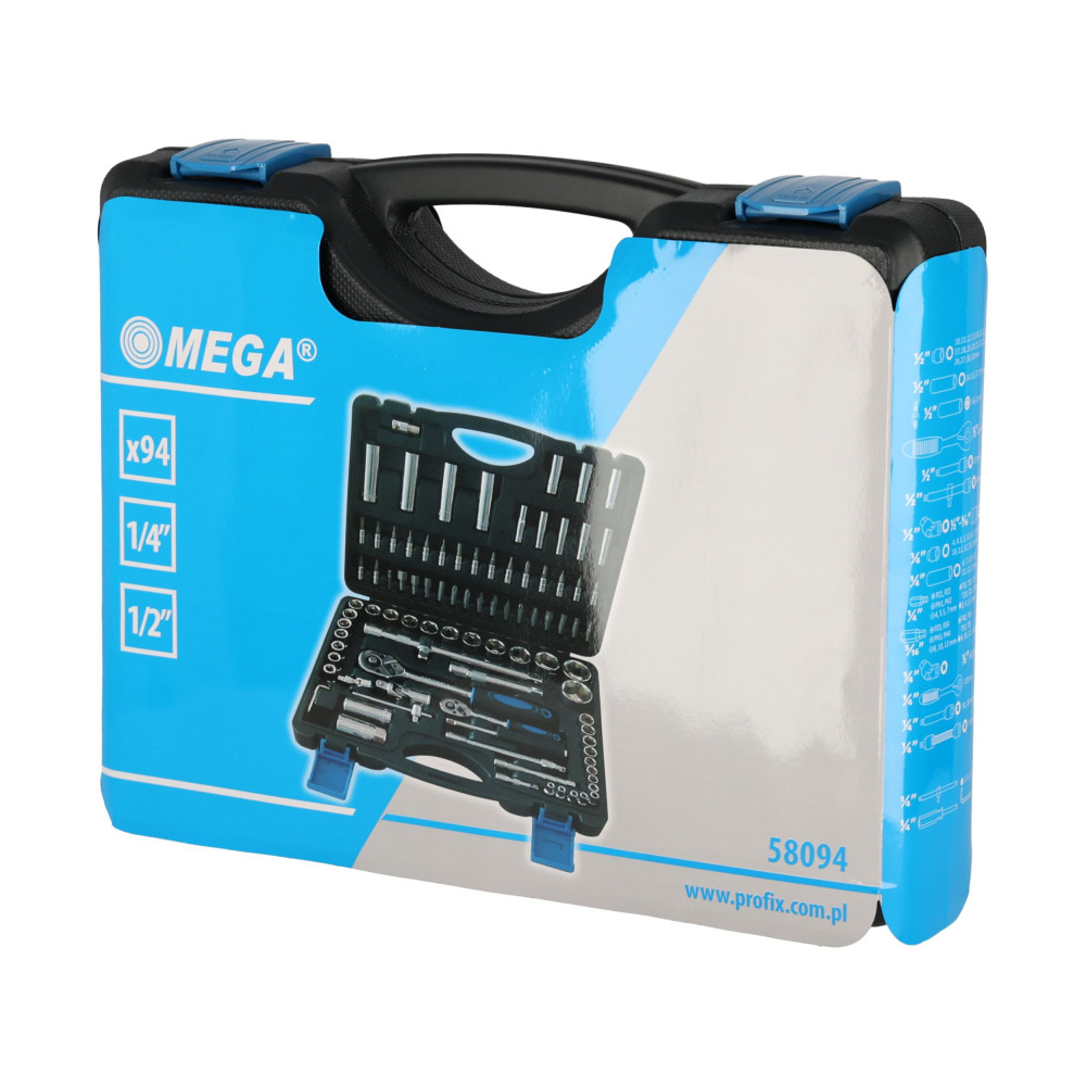 Zestaw kluczy nasadowych 1/4" 1/2"  94 el. Mega - 58094 - Mega - 11