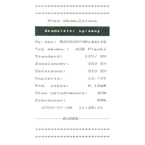 Tester akumulatorów Ideal BDT7000 (cyfrowy z drukarką) 12/24 V - BDT7000 - Ideal - 7