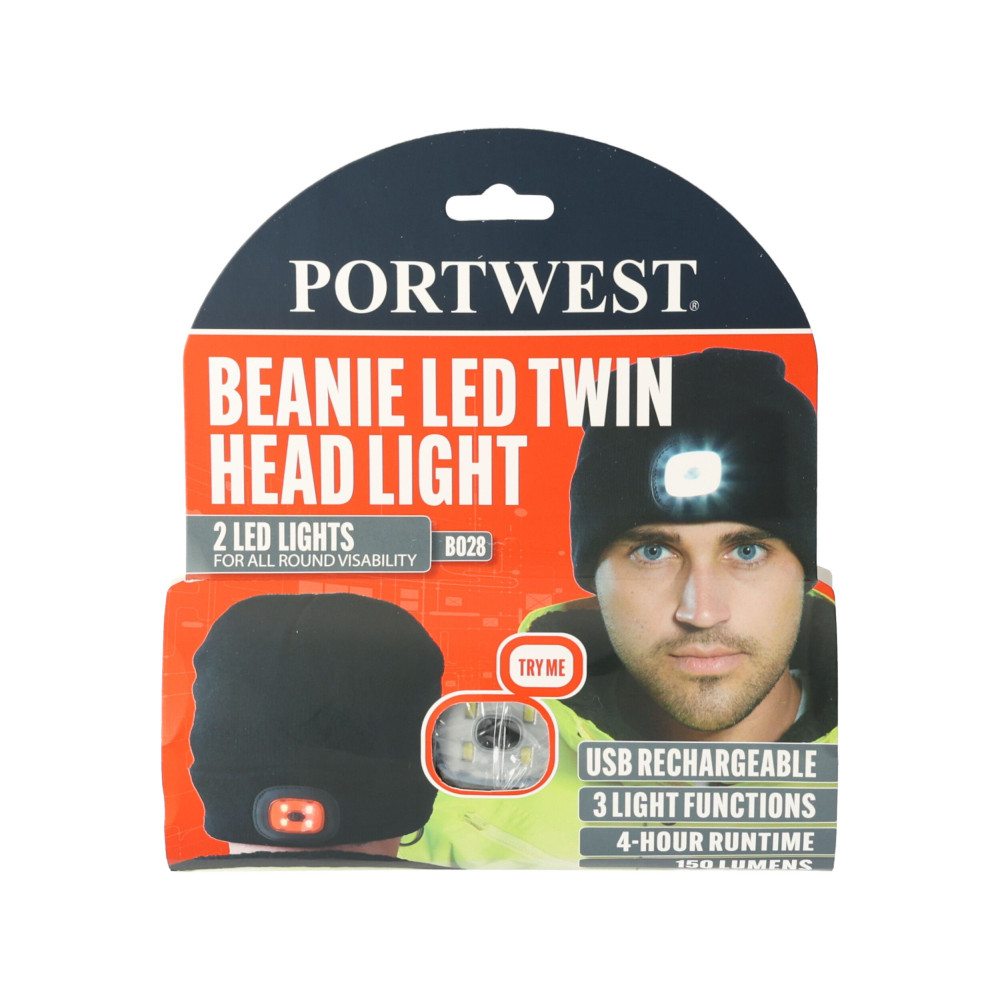 Ciepła czapka z dwiema lampkami LED Portwest - B028BKR - Portwest - 11